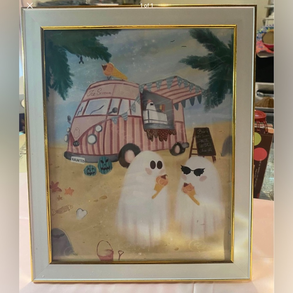 Cute Ghost Beach Icecream 8x10"
Framed Print
